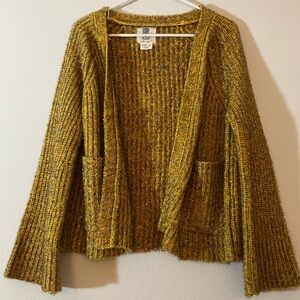 Anthropologie yellow sparkly cardigan Sz M